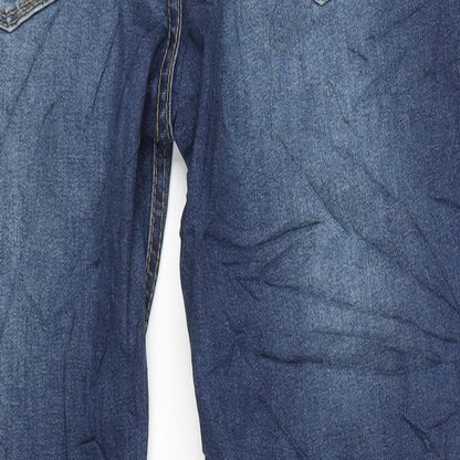Boohoo Mens Blue Cotton Skinny Jeans Size 32 in L30 in Regular Zip