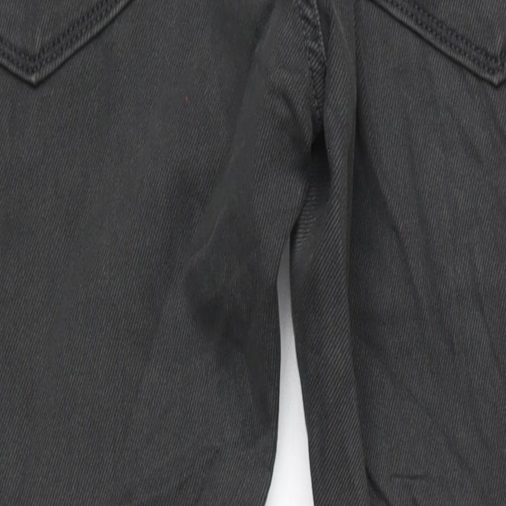Marks and Spencer Mens Grey Cotton Straight Jeans Size 32 in L33 in Slim Zip