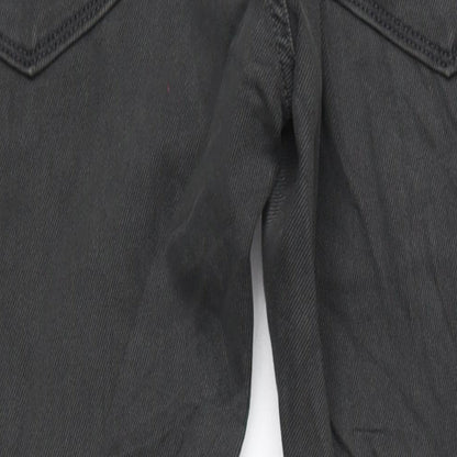Marks and Spencer Mens Grey Cotton Straight Jeans Size 32 in L33 in Slim Zip
