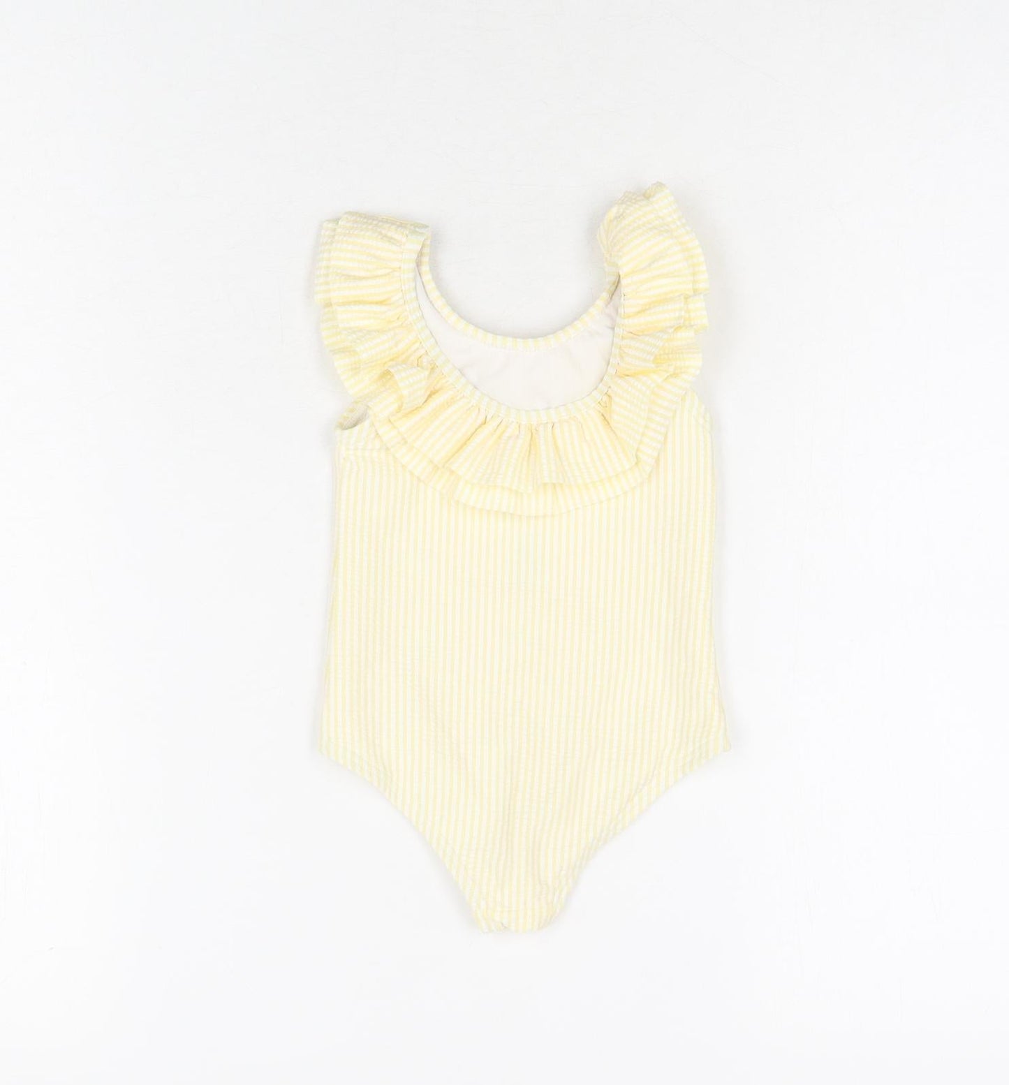 Marks and Spencer Girls Yellow Striped Polyester Unitard One-Piece Size 9-12 Months Pullover - Swimming Costume
