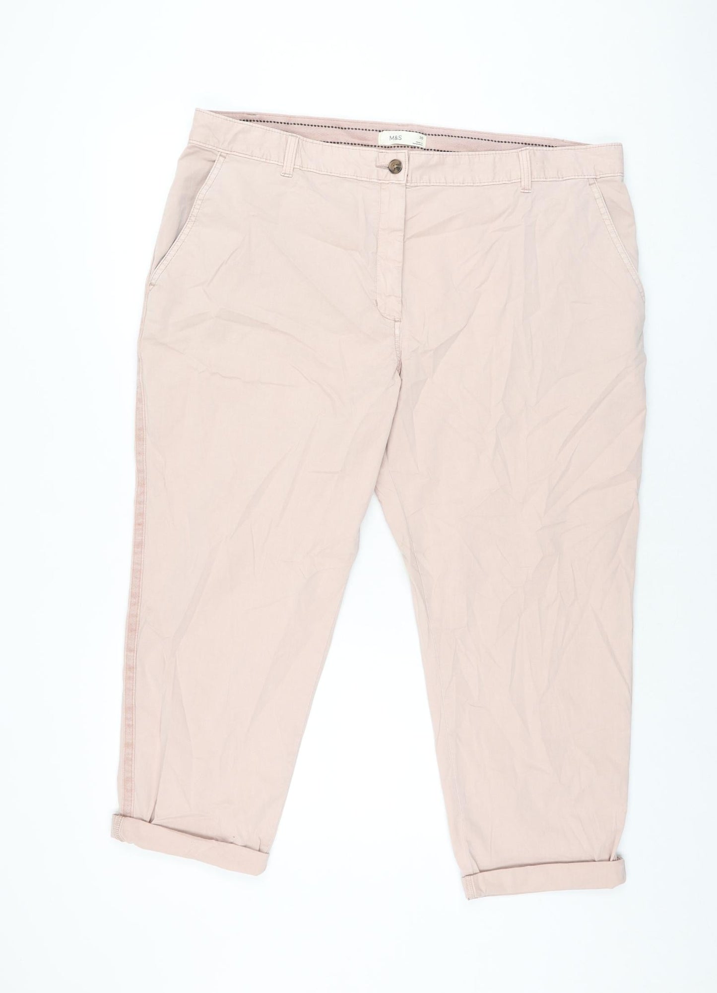Womens UK Size 20 Marks and Spencer Regular Fit Chino Pink Trousers