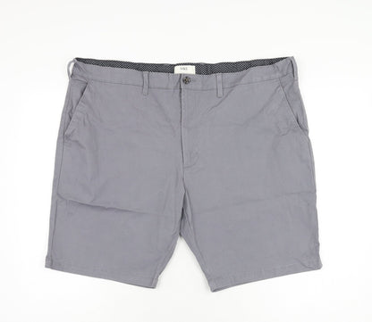 Marks and Spencer Mens Grey Cotton Chino Shorts Size 44 in L9 in Regular Zip