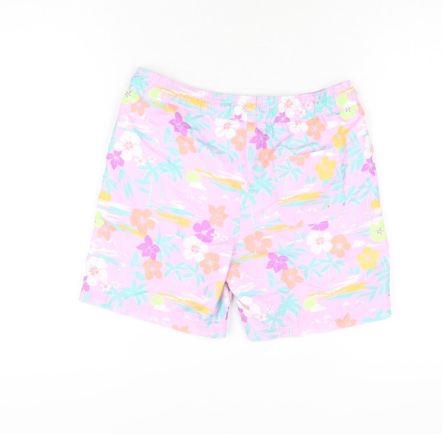 Marks and Spencer Boys Purple Floral Polyester Bermuda Shorts Size 10-11 Years Regular Drawstring - Swim Short