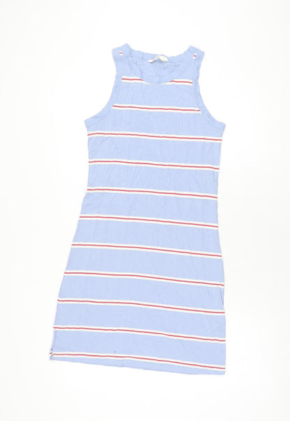 Marks and Spencer Womens Blue Striped Cotton Bodycon Size S Round Neck Pullover