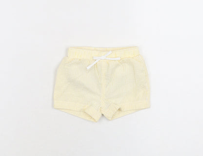 Marks and Spencer Boys Yellow Striped Polyester Shorts Outfit/Set Size 0-3 Months Drawstring - Swim Short