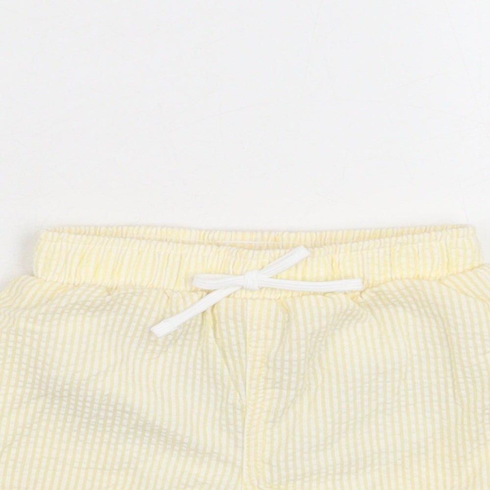 Marks and Spencer Boys Yellow Striped Polyester Shorts Outfit/Set Size 0-3 Months Drawstring - Swim Short