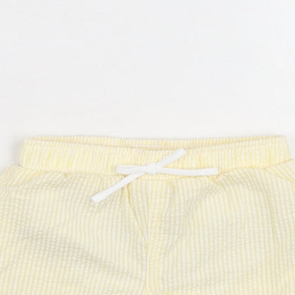 Marks and Spencer Boys Yellow Striped Polyester Shorts Outfit/Set Size 0-3 Months Drawstring - Swim Short