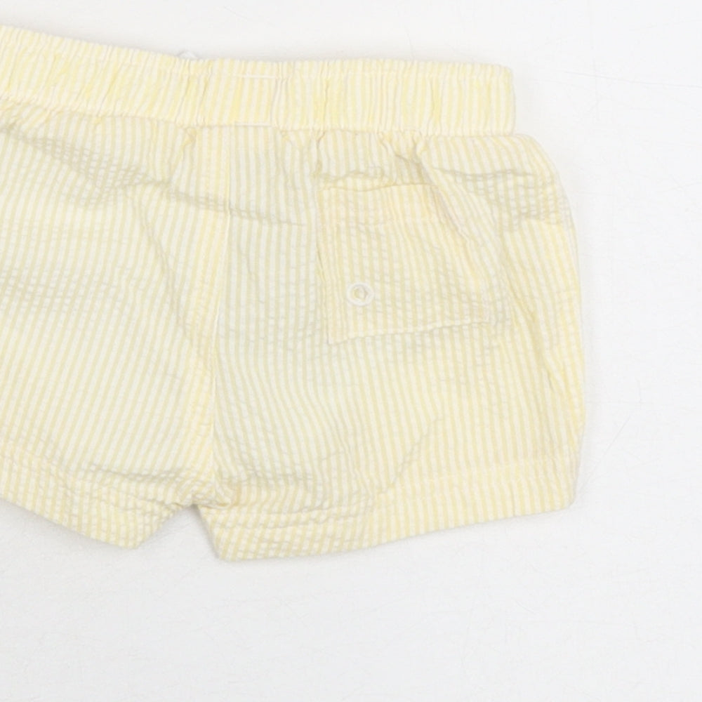 Marks and Spencer Boys Yellow Striped Polyester Shorts Outfit/Set Size 0-3 Months Drawstring - Swim Short