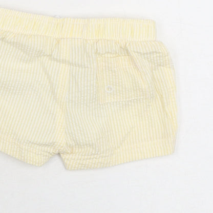 Marks and Spencer Boys Yellow Striped Polyester Shorts Outfit/Set Size 0-3 Months Drawstring - Swim Short