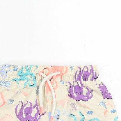 Marks and Spencer Boys Beige Geometric Polyester Shorts Outfit/Set Size 3-6 Months Drawstring - Swim Short, Octopus Print