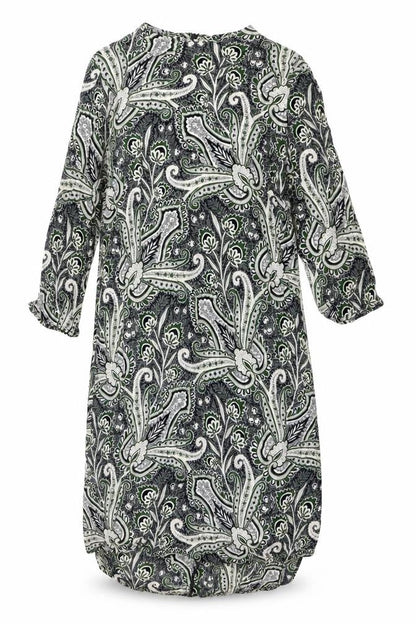 Topshop Womens Green Viscose Shirt Dress Size 10 Round Neck Zip