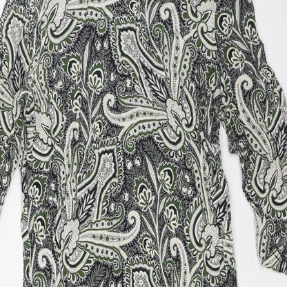 Topshop Womens Green Viscose Shirt Dress Size 10 Round Neck Zip