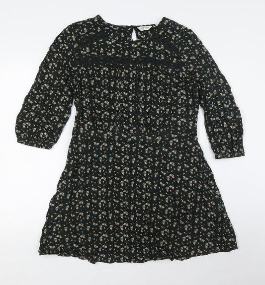 Marks and Spencer Womens Green Viscose A-Line Size 12 Round Neck Button
