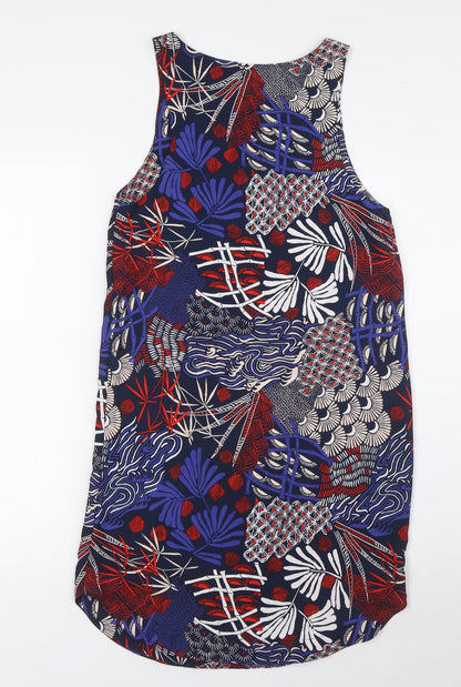H&M Womens Multicoloured Polyester Shirt Dress Size 4 Round Neck Pullover