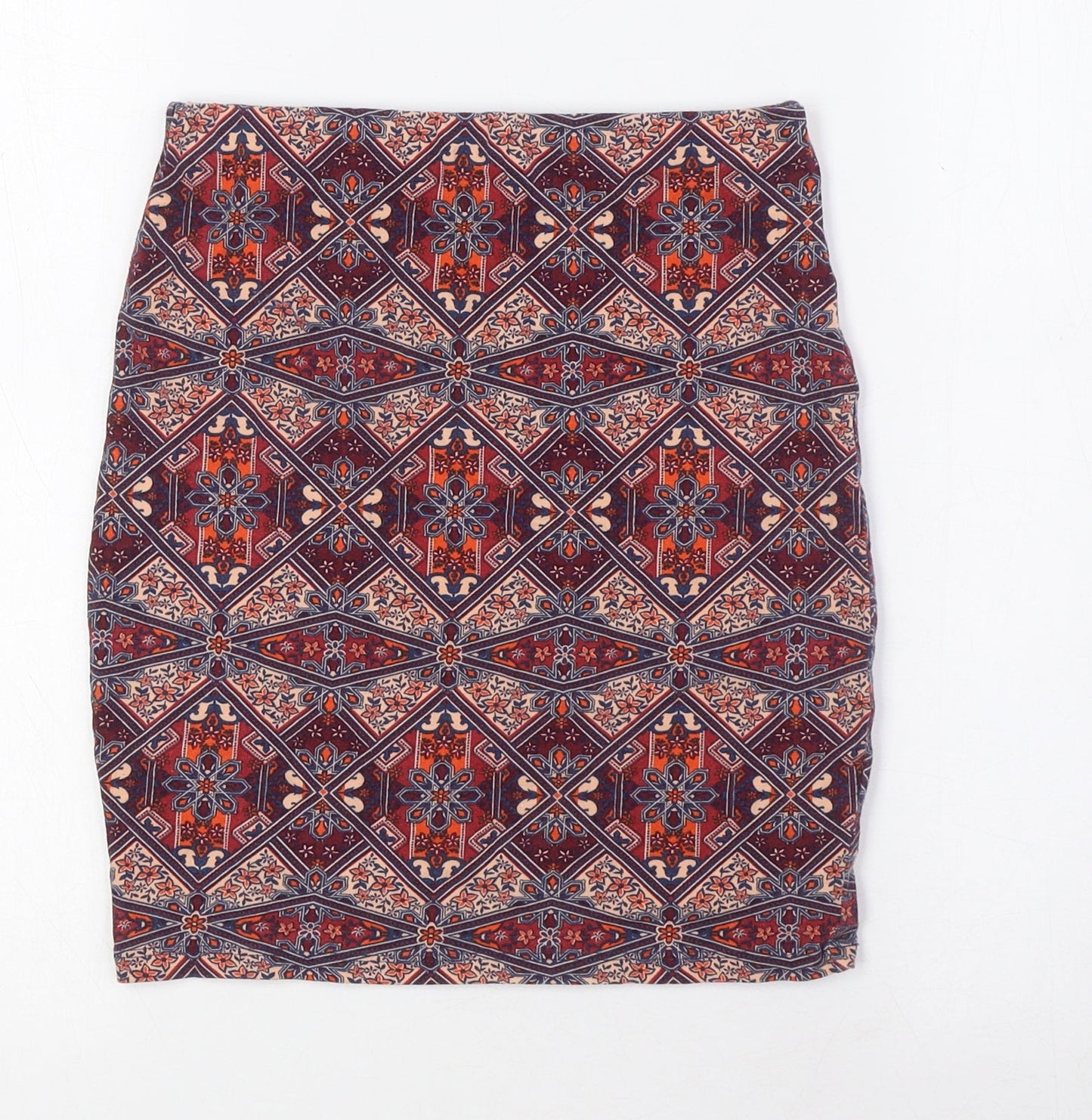 New Look Womens Multicoloured Cotton Straight & Pencil Skirt Size 6 - Elasticated Waist