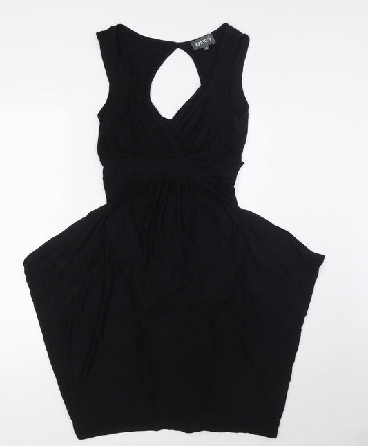 Apricot Womens Black Polyester A-Line Size M V-Neck Pullover - Key Hole Back