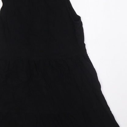Stradivarius Womens Black Polyester A-Line Size S Collared Button