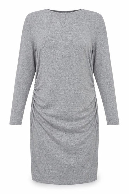 Marks and Spencer Womens Grey Polyester Pencil Dress Size 20 Round Neck Pullover - Shoulder Pads