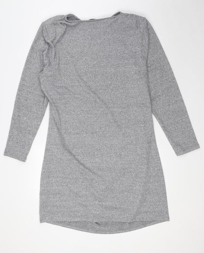Marks and Spencer Womens Grey Polyester Pencil Dress Size 20 Round Neck Pullover - Shoulder Pads