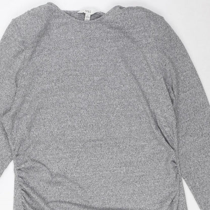 Marks and Spencer Womens Grey Polyester Pencil Dress Size 20 Round Neck Pullover - Shoulder Pads