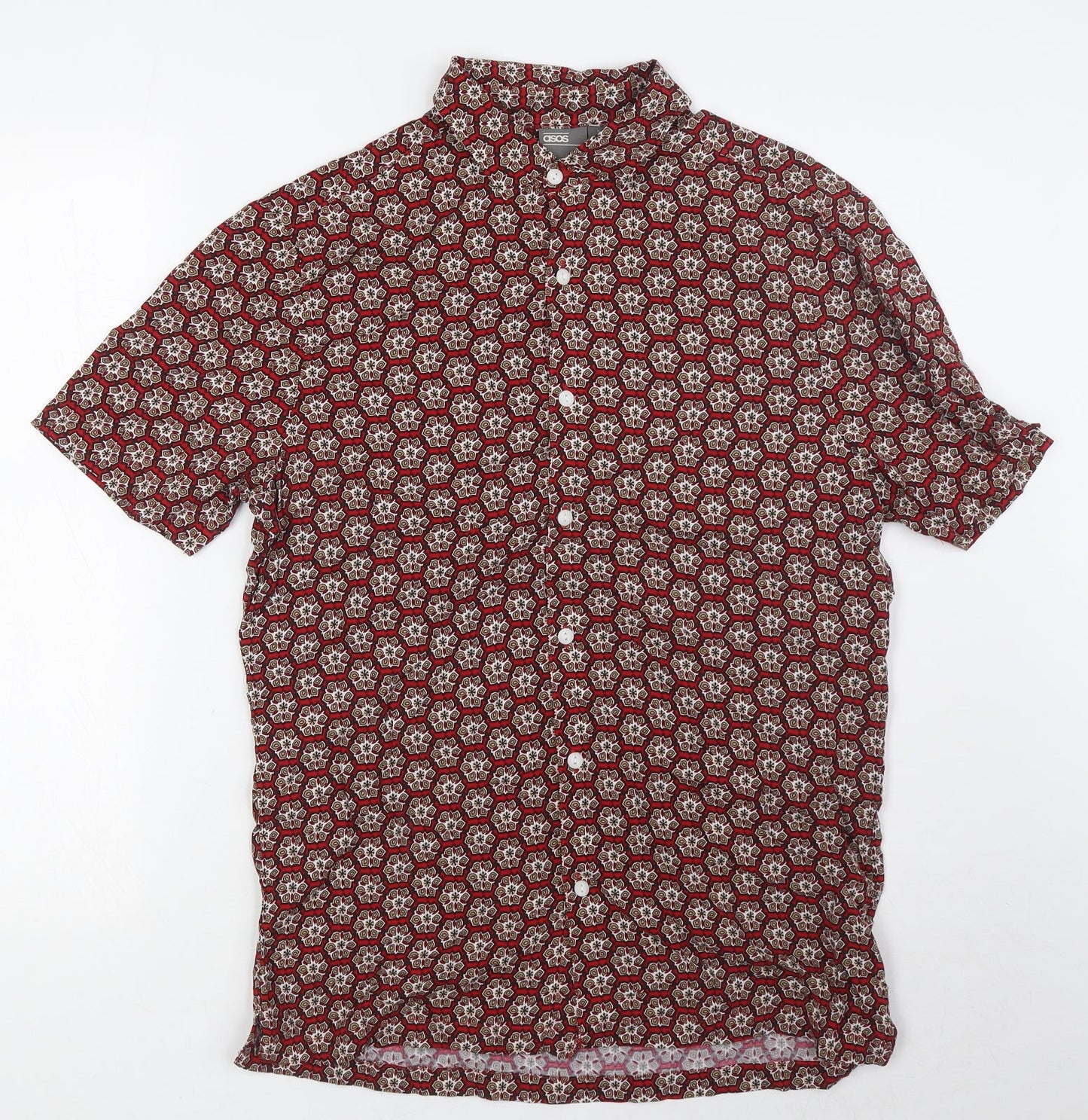 ASOS Mens Multicoloured Viscose Button-Up Size S Collared Button