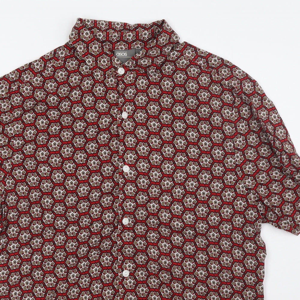 ASOS Mens Multicoloured Viscose Button-Up Size S Collared Button