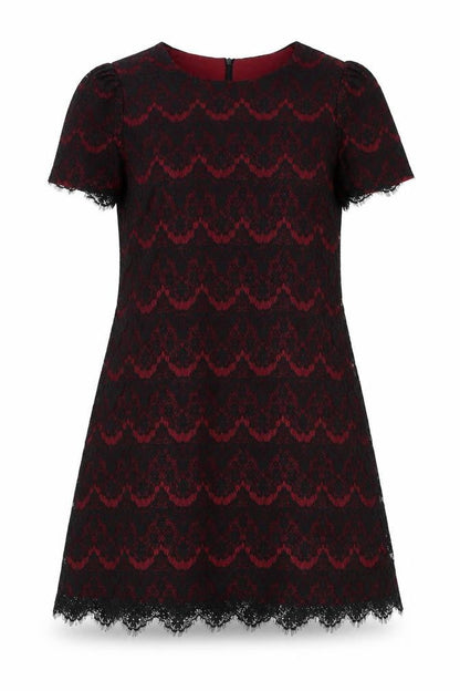 Mela Loves London Womens Red Polyamide A-Line Size 10 Round Neck Zip - Lace