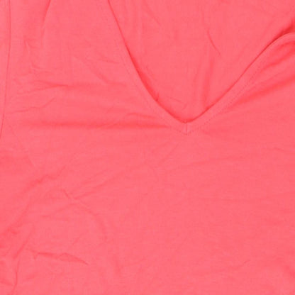 Marks and Spencer Womens Pink Viscose A-Line Size 12 V-Neck Pullover