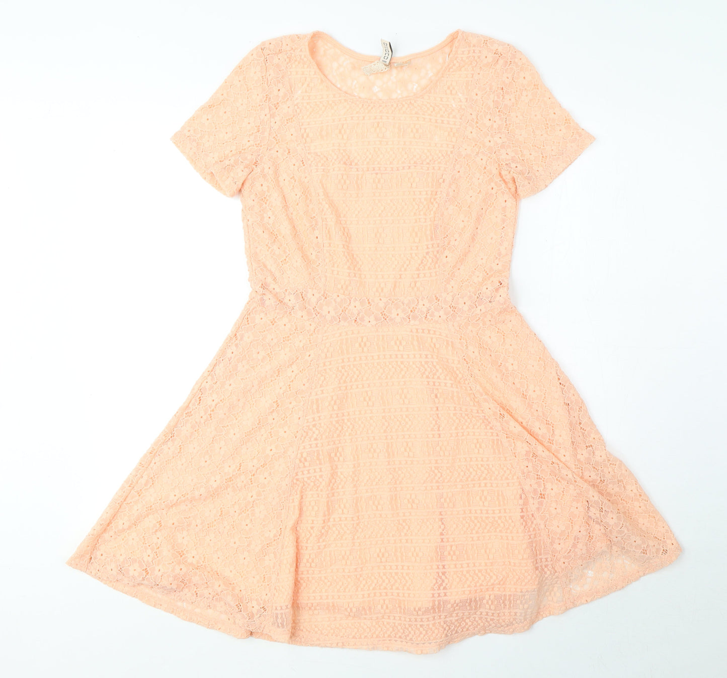 Divided by H&M Womens Orange Polyamide A-Line Size 10 Round Neck Pullover - Lace