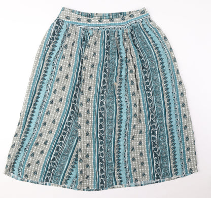 Marks and Spencer Womens Blue Viscose A-Line Skirt Size 10 - Pockets