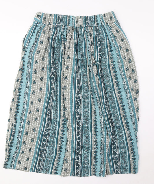 Marks and Spencer Womens Blue Viscose A-Line Skirt Size 10 - Pockets