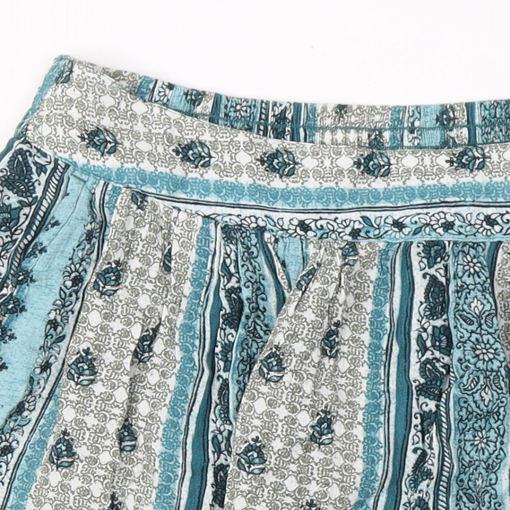 Marks and Spencer Womens Blue Viscose A-Line Skirt Size 10 - Pockets