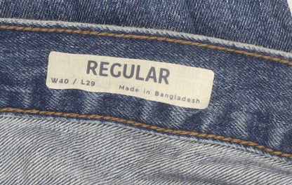 Marks and Spencer Men's Blue Regular Fit Straight Jeans