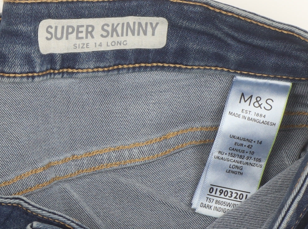 Womens UK Size 14 Marks and Spencer Slim Fit Skinny Blue Jeans