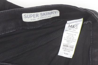 Womens UK Size 16 Marks and Spencer Regular Fit Skinny Black Jeans