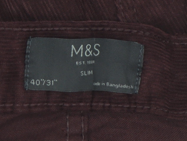 Marks and Spencer Men's Brown Slim Chinos - Size 40