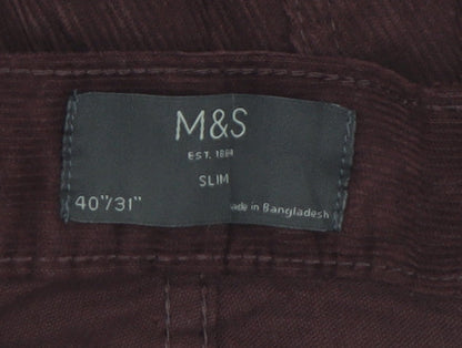 Marks and Spencer Men's Brown Slim Chinos - Size 40