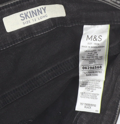 Womens UK Size 12 Marks and Spencer Regular Fit Skinny Black Jeans
