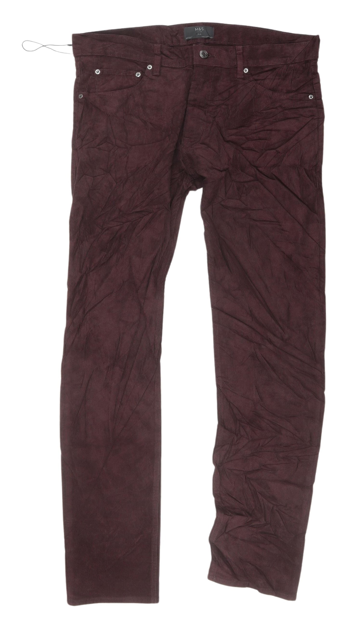 Marks and Spencer Men's Brown Chino Slim Trousers