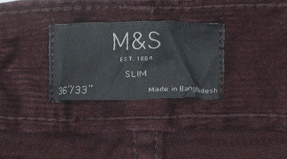 Marks and Spencer Men's Brown Chino Slim Trousers