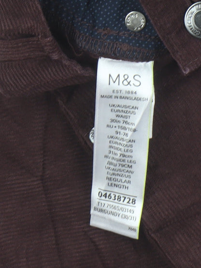 Marks and Spencer Burgundy Slim Corduroy Trousers