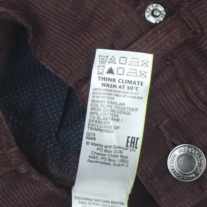 Marks and Spencer Burgundy Slim Corduroy Trousers