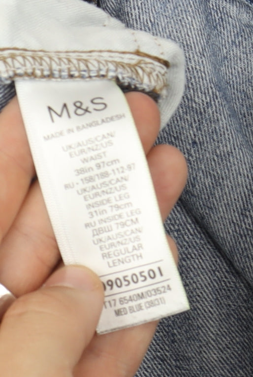 Marks and Spencer Men's Blue Straight Jeans, Size 38