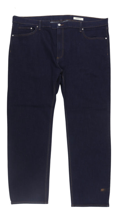 Marks and Spencer Men's Blue Straight Jeans, Size 46"W