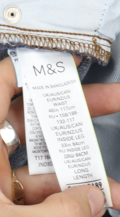 Marks and Spencer Men's Blue Straight Jeans, Size 46"W