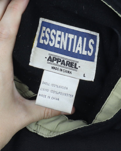 Mens UK Size L Essentials Black Parka Coat