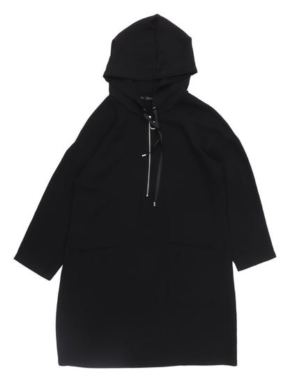 Zara Basic Women's Black Hooded Dress XS