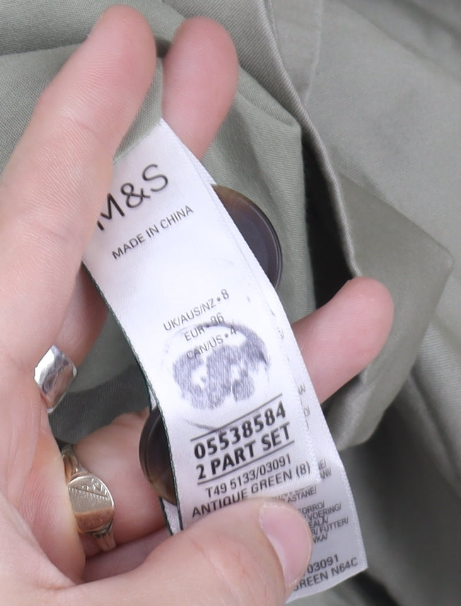 Womens UK Size 8 Marks and Spencer Green Trench Coat