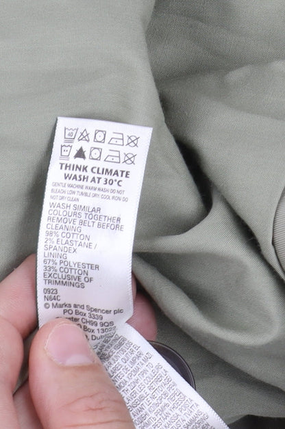 Womens UK Size 8 Marks and Spencer Green Trench Coat