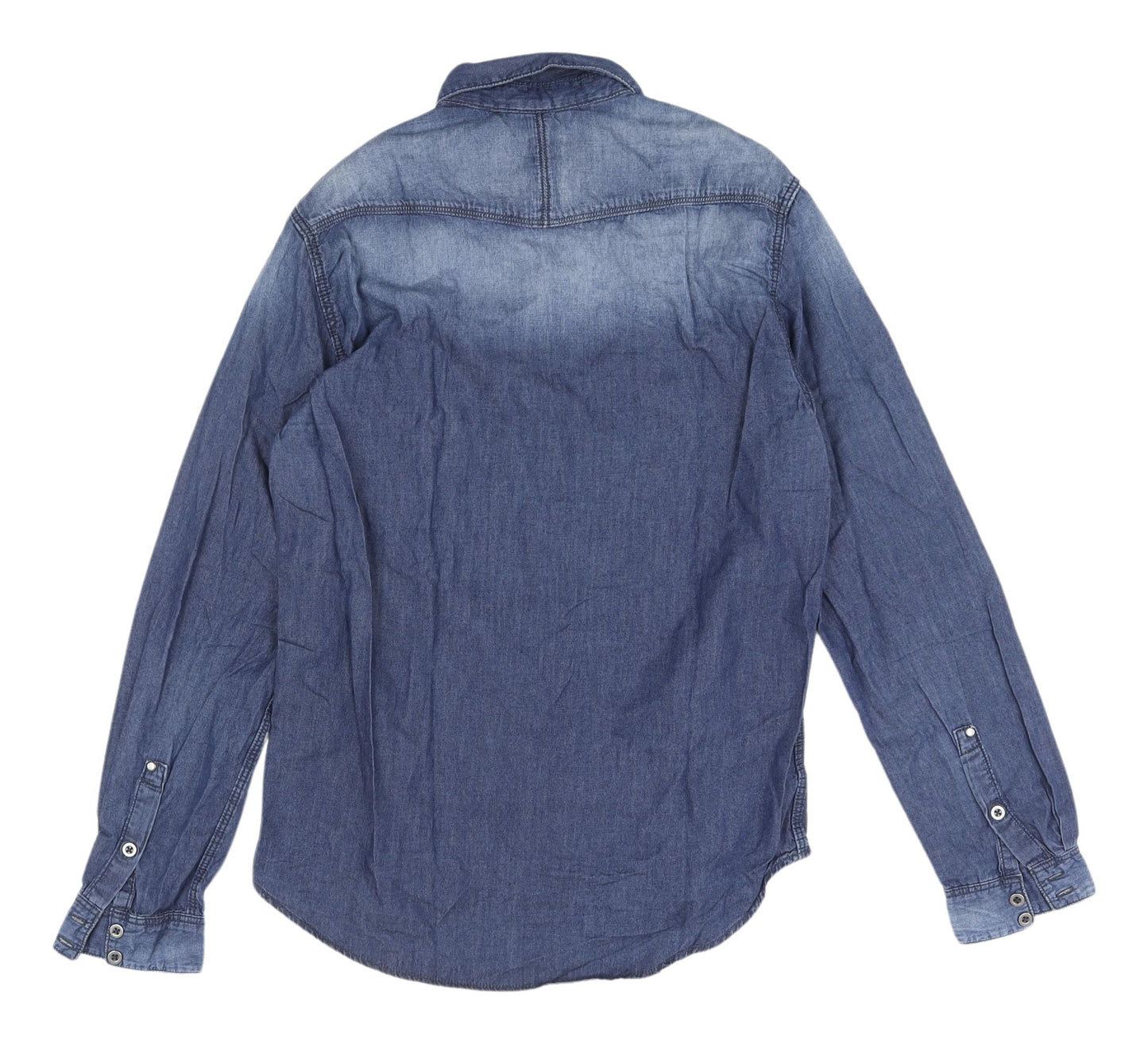 H&M Men's Blue Denim Shirt, Size S, Button-Up Casual